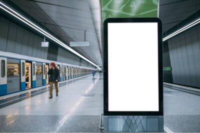 Leere Werbetafel in einer U-Bahn-Station.